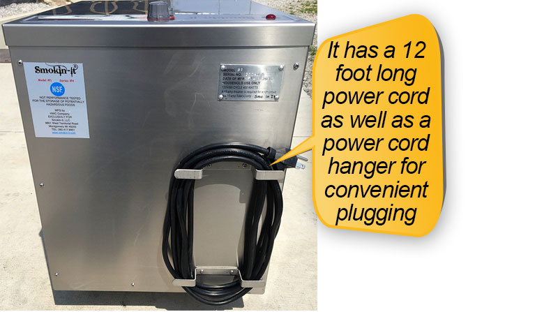 Smokin-It Model 1 Electric Smoker : power cord, power cord hanger