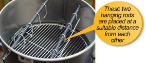 pit barrel cooker package review: meat hanging rods