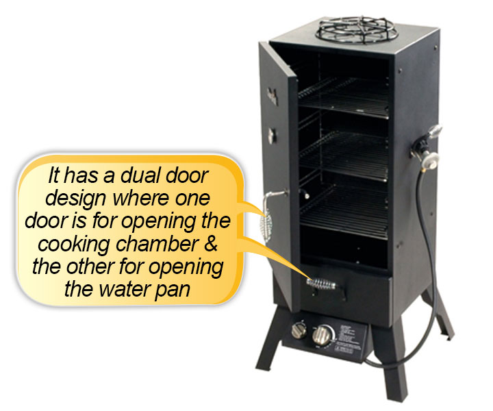 Char Broil Vertical Gas Smoker : dual door design