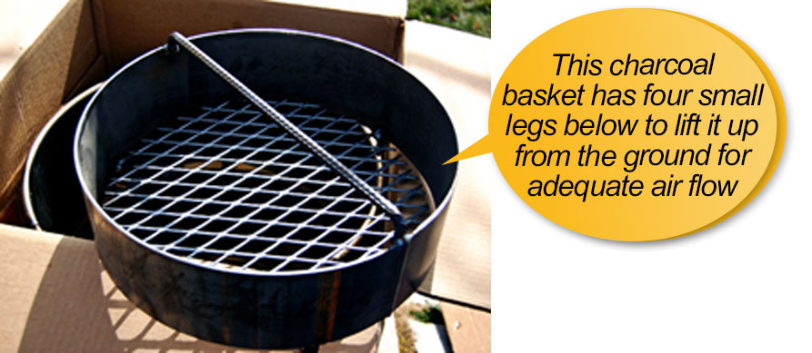 pit barrel cooker package review: charcoal basket