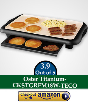 flat top gas griller: Oster Titanium Infused DuraCeramic Griddle with Warming Tray, Black/Crème (CKSTGRFM18W-TECO)